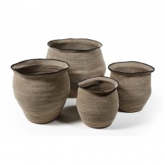 BASKET GREY SEAGRASS BLACK EDGE SET OF 4 